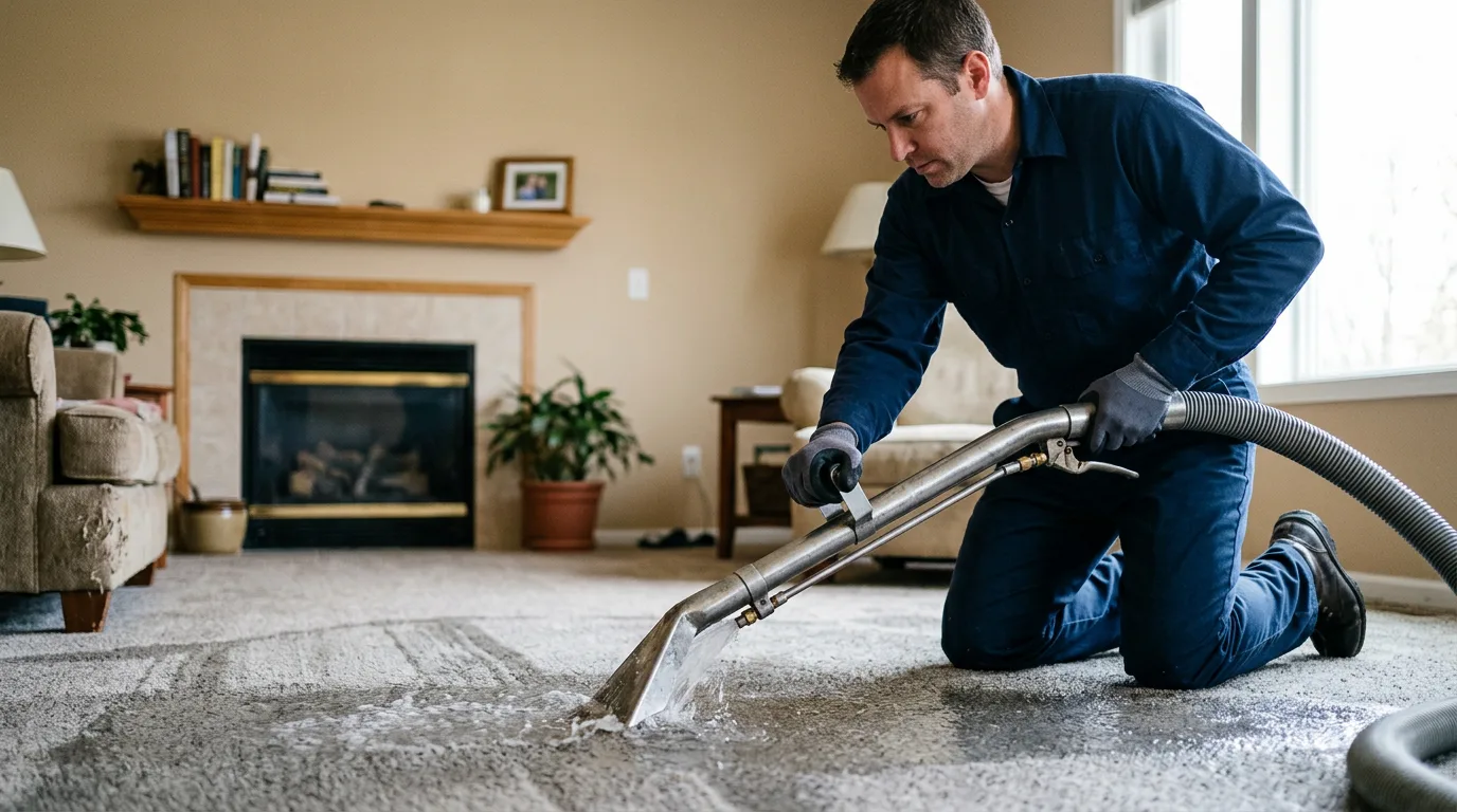 Water damage restoration technician working near Tolono, IL